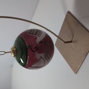 2004 Li Bien Folk Art Painted Doves & Peace Glass Ornament w/Decorative Box
